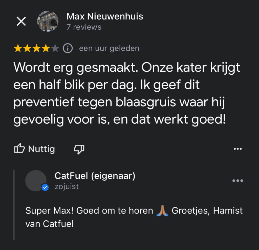 Review blaasgruis kattenvoer van Max